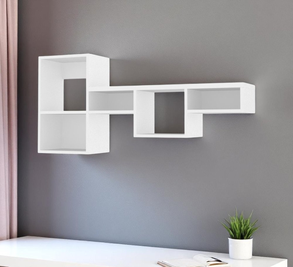 47" White Wood Wall Mounted Cubby Shelf — view 7