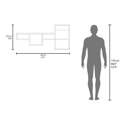 47" White Wood Wall Mounted Cubby Shelf HomeRoots