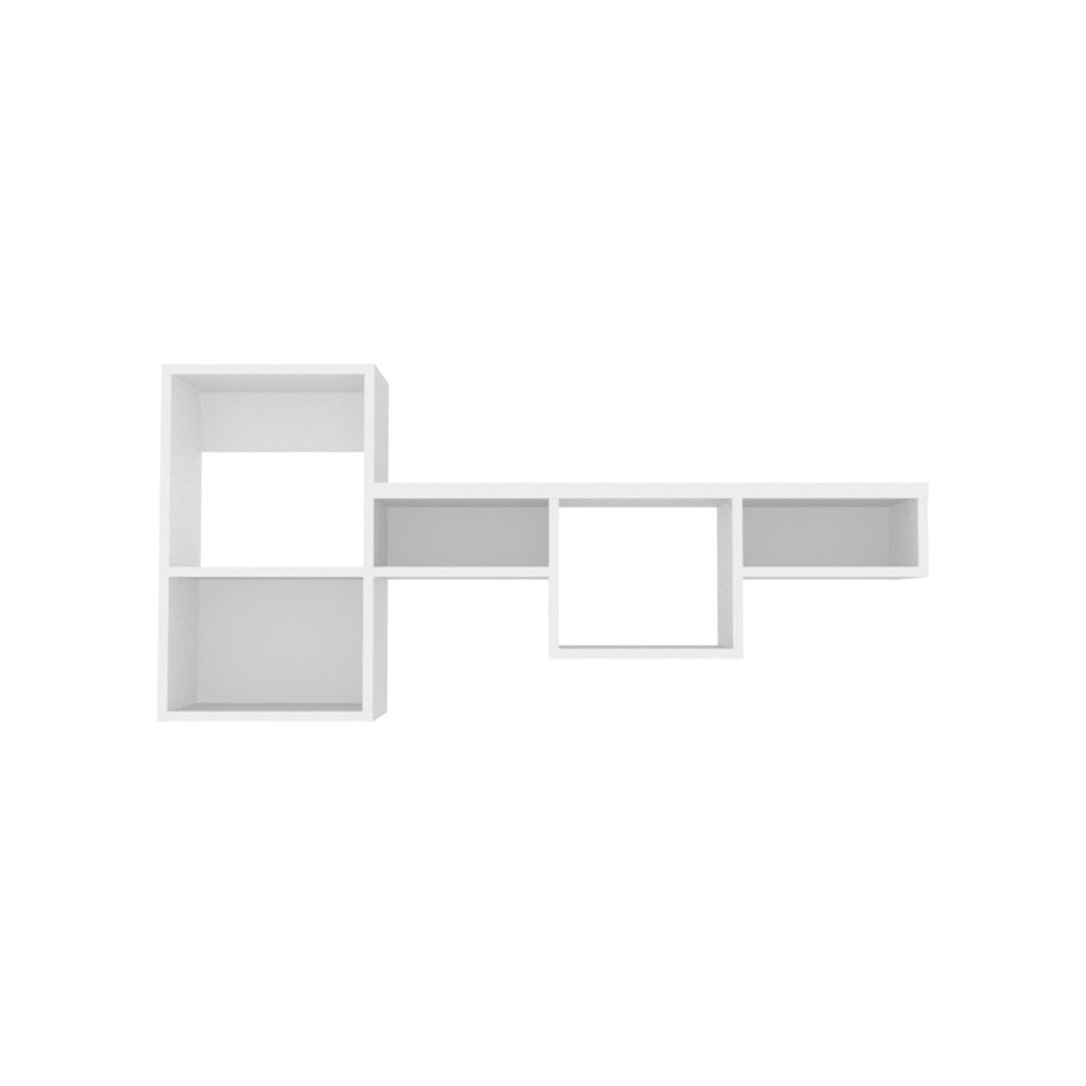 47" White Wood Wall Mounted Cubby Shelf — view 4