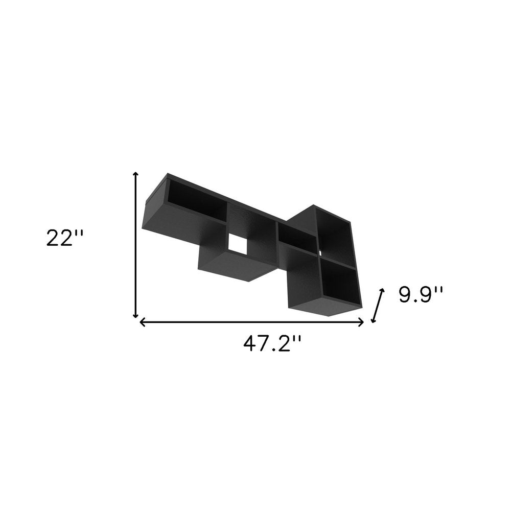 47" Black Wood Wall Mounted Cubby Shelf HomeRoots