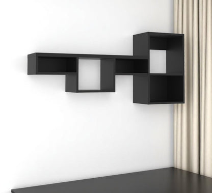 47" Black Wood Wall Mounted Cubby Shelf HomeRoots