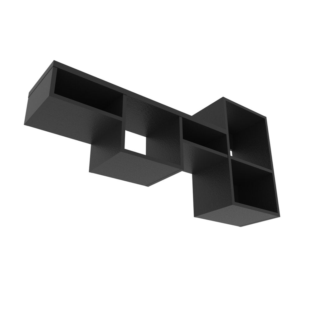 47" Black Wood Wall Mounted Cubby Shelf HomeRoots