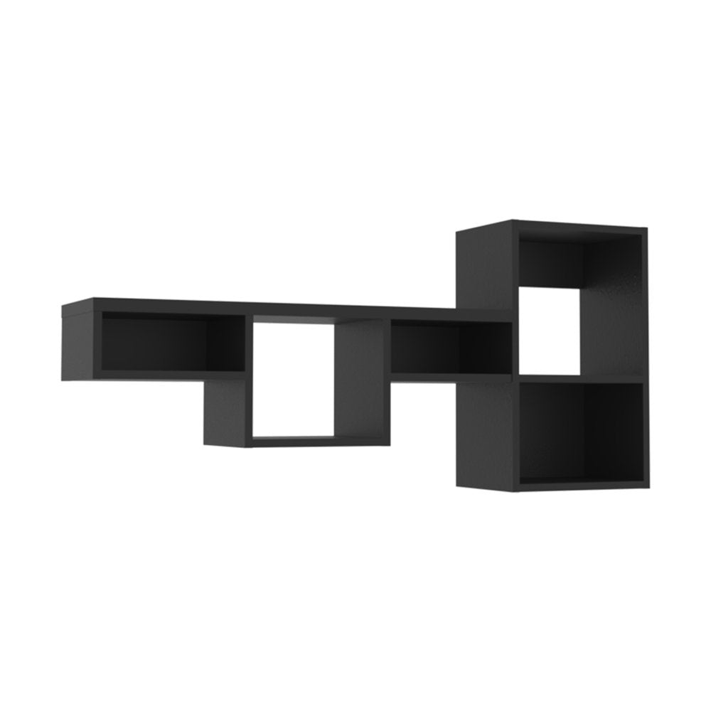 47" Black Wood Wall Mounted Cubby Shelf HomeRoots