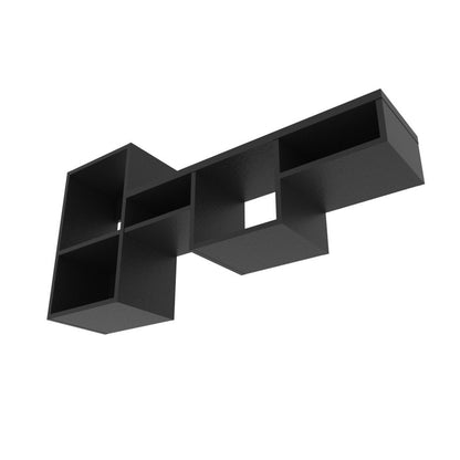 47" Black Wood Wall Mounted Cubby Shelf HomeRoots