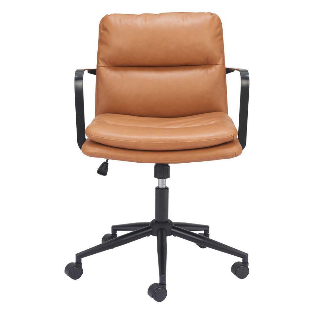 Brown and Black Adjustable Height Swivel Rolling Office Chair HomeRoots