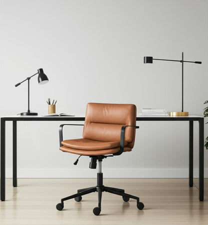 Brown and Black Adjustable Height Swivel Rolling Office Chair HomeRoots