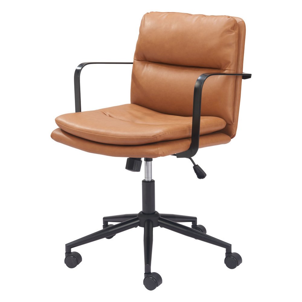 Brown and Black Adjustable Height Swivel Rolling Office Chair HomeRoots