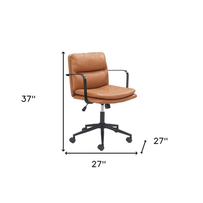 Brown and Black Adjustable Height Swivel Rolling Office Chair HomeRoots