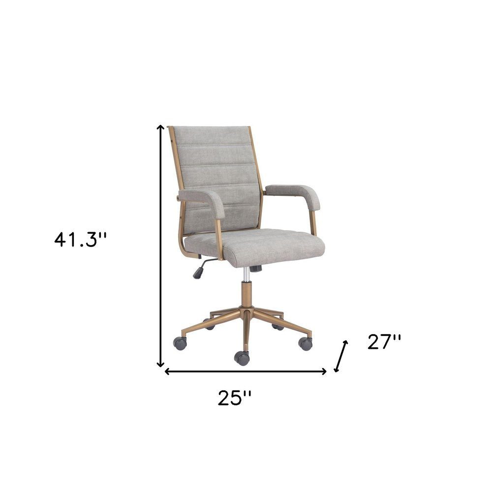 Gray and Bronze Adjustable Height Swivel Rolling Office Chair HomeRoots