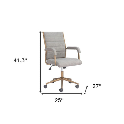Gray and Bronze Adjustable Height Swivel Rolling Office Chair HomeRoots