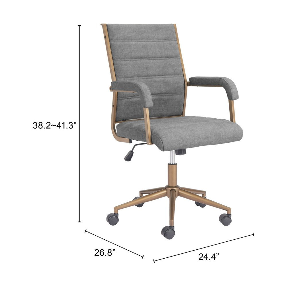 Gray and Bronze Adjustable Height Swivel Rolling Office Chair HomeRoots