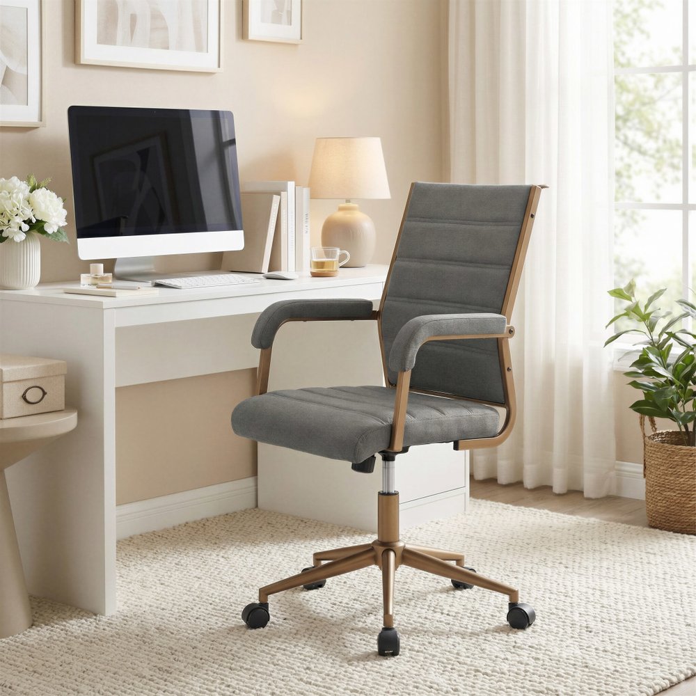 Gray and Bronze Adjustable Height Swivel Rolling Office Chair HomeRoots