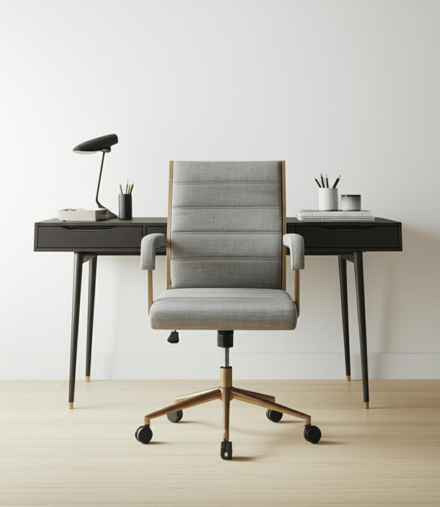 Gray and Bronze Adjustable Height Swivel Rolling Office Chair HomeRoots