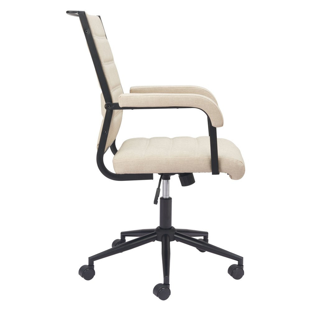 Beige and Black Adjustable Height Swivel Rolling Office Chair — view 5