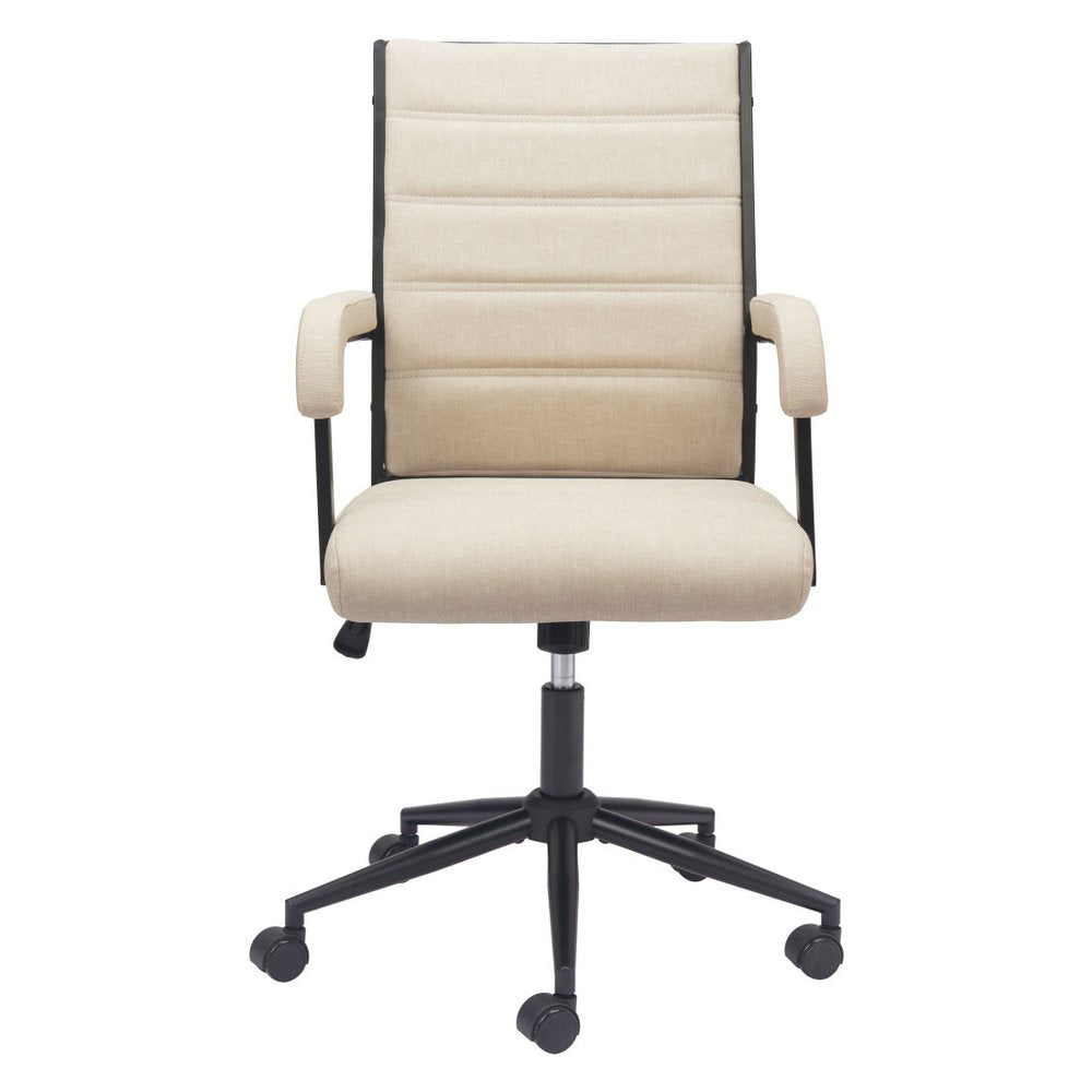 Beige and Black Adjustable Height Swivel Rolling Office Chair — view 6