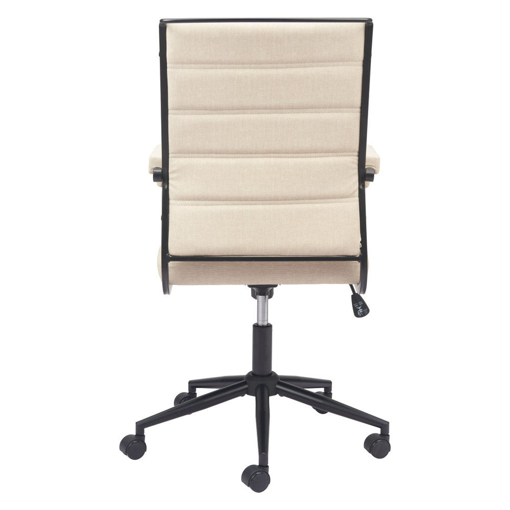 Beige and Black Adjustable Height Swivel Rolling Office Chair — view 7
