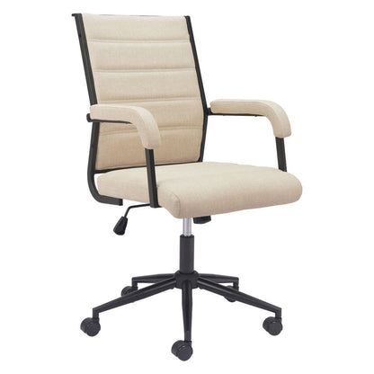 Beige and Black Adjustable Height Swivel Rolling Office Chair