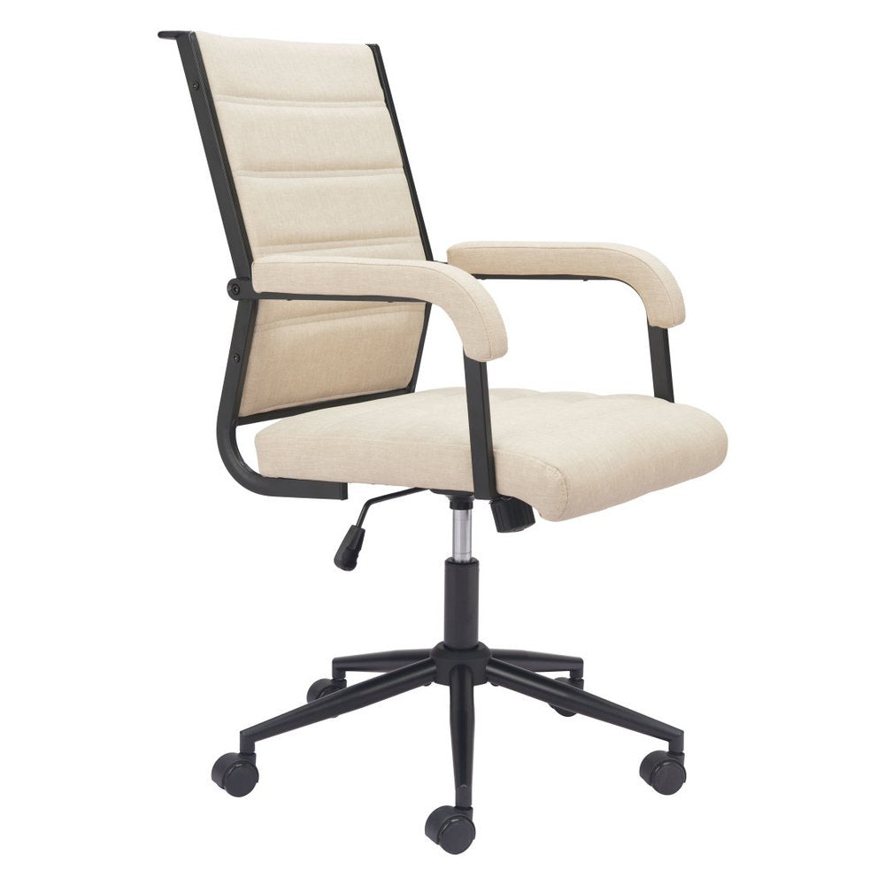 Beige and Black Adjustable Height Swivel Rolling Office Chair — view 9