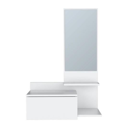 36" White Wood Wall Mounted Accent Cabinet With Drawer And Mirror HomeRoots