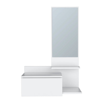 36" White Wood Wall Mounted Accent Cabinet With Drawer And Mirror HomeRoots