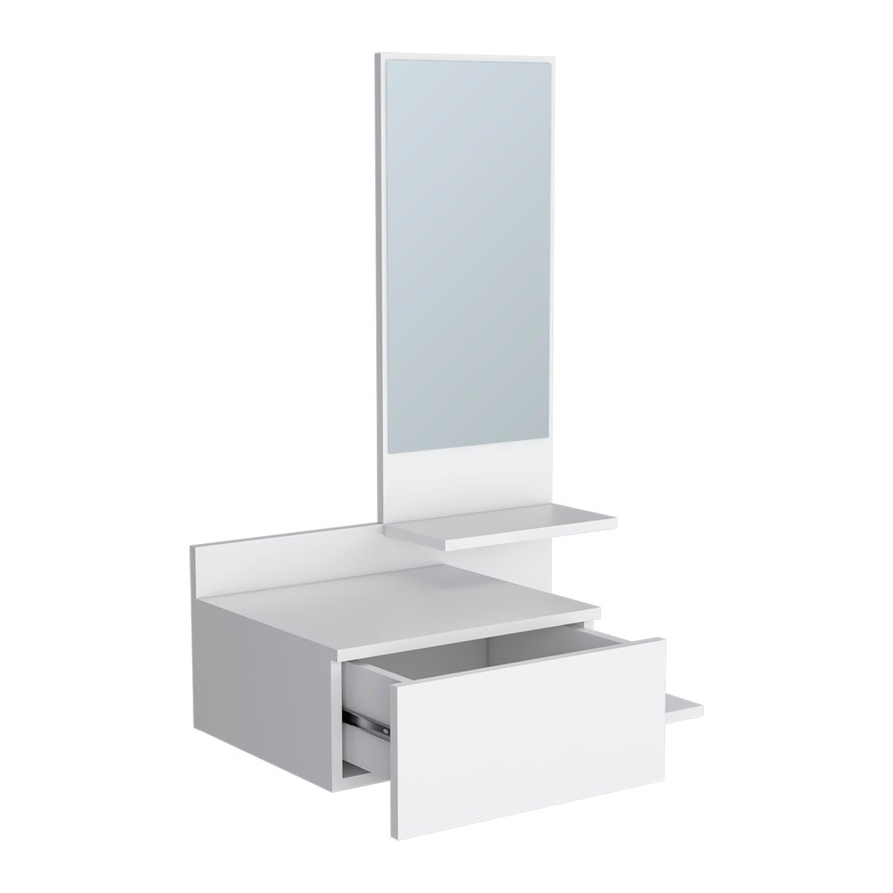 36" White Wood Wall Mounted Accent Cabinet With Drawer And Mirror HomeRoots