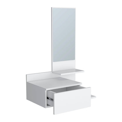 36" White Wood Wall Mounted Accent Cabinet With Drawer And Mirror HomeRoots