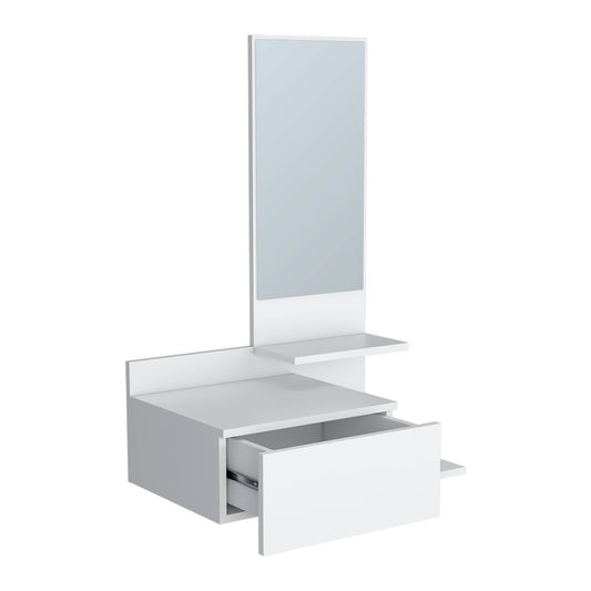 36" White Wood Wall Mounted Accent Cabinet With Drawer And Mirror HomeRoots