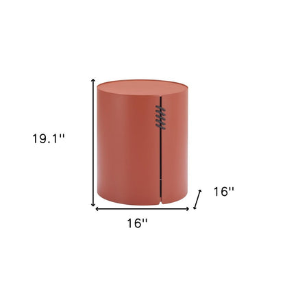 19" Brown Aluminum Round Drum End Table HomeRoots