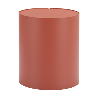 19" Brown Aluminum Round Drum End Table HomeRoots