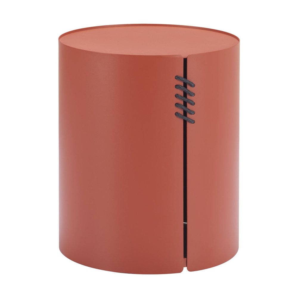 19" Brown Aluminum Round Drum End Table HomeRoots