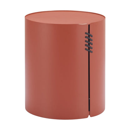 19" Brown Aluminum Round Drum End Table HomeRoots