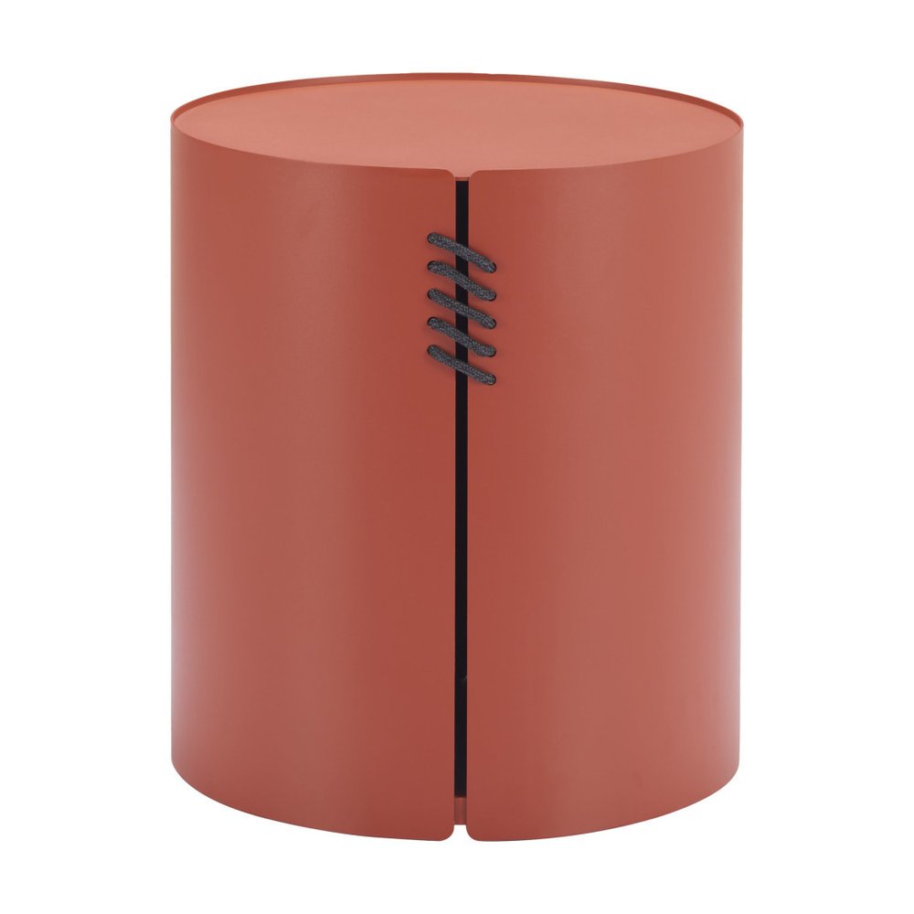 19" Brown Aluminum Round Drum End Table HomeRoots