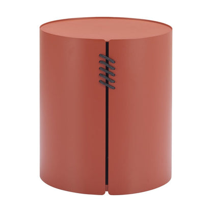 19" Brown Aluminum Round Drum End Table HomeRoots