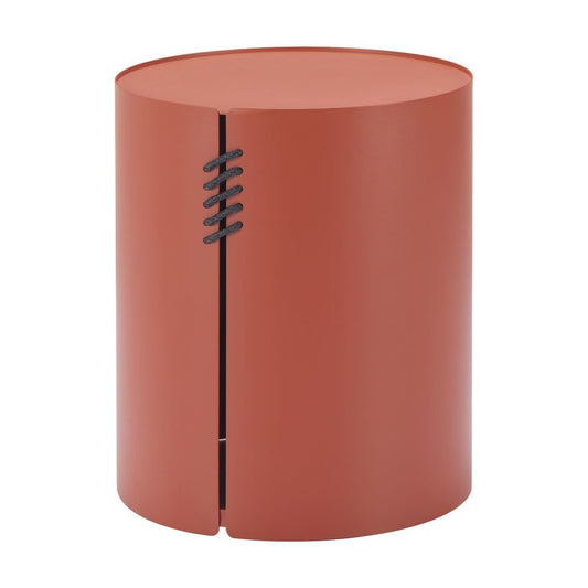 19" Brown Aluminum Round Drum End Table HomeRoots