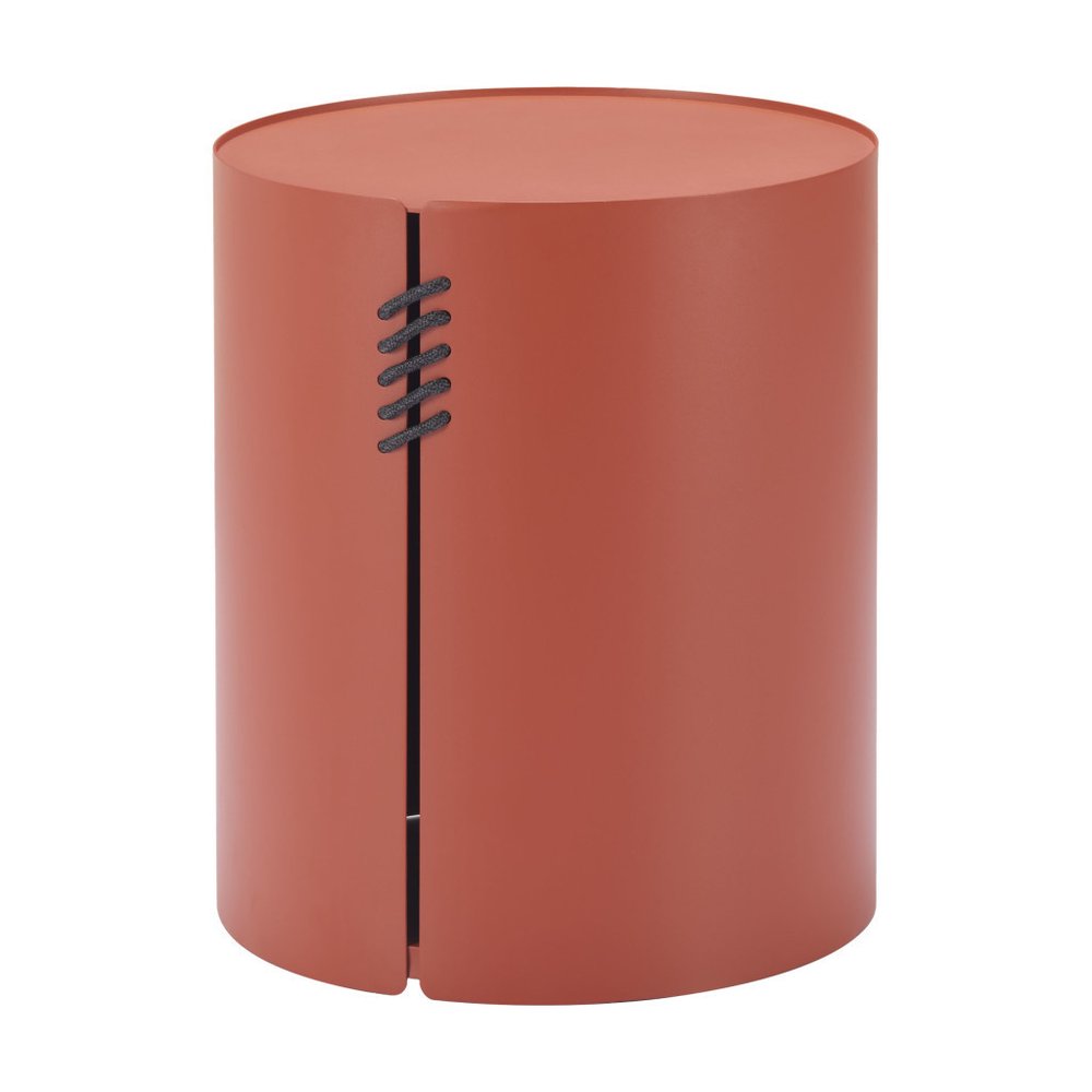 19" Brown Aluminum Round Drum End Table HomeRoots