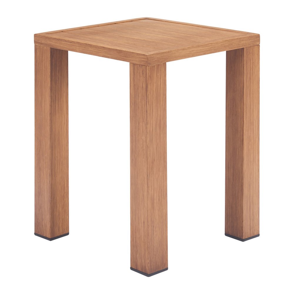 16" Brown Faux Wood Look Aluminum Outdoor Side Table — view 4