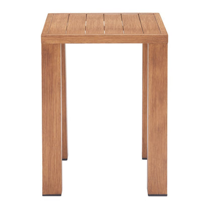 16" Brown Faux Wood Look Aluminum Outdoor Side Table HomeRoots