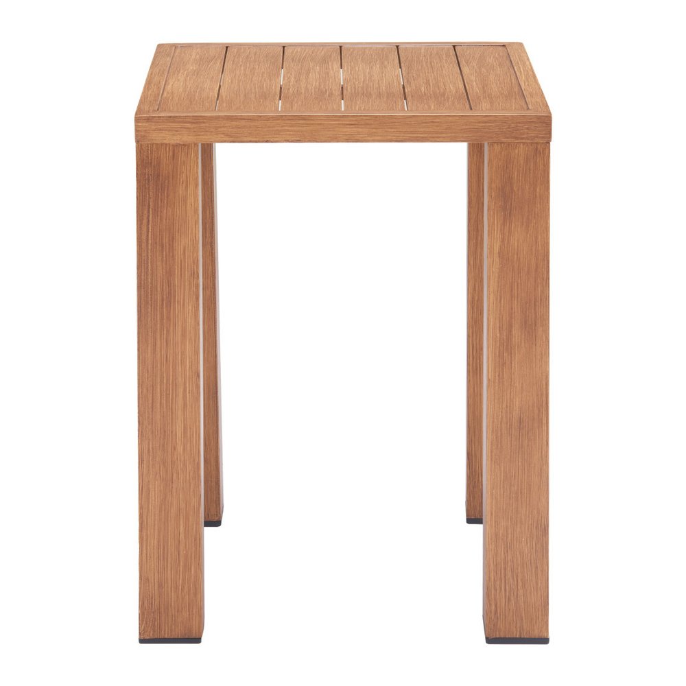 16" Brown Faux Wood Look Aluminum Outdoor Side Table