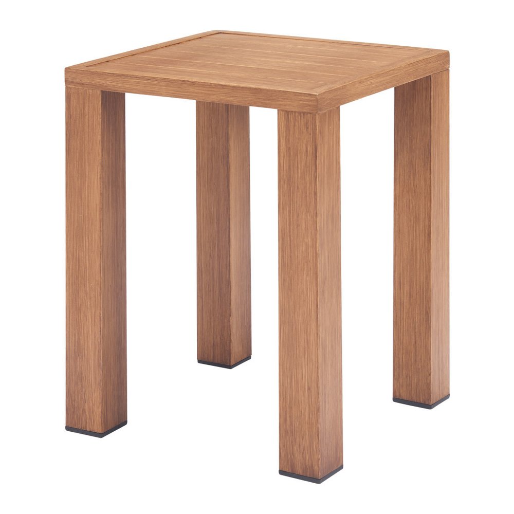 16" Brown Faux Wood Look Aluminum Outdoor Side Table — view 7
