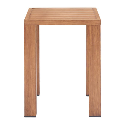 16" Brown Faux Wood Look Aluminum Outdoor Side Table HomeRoots