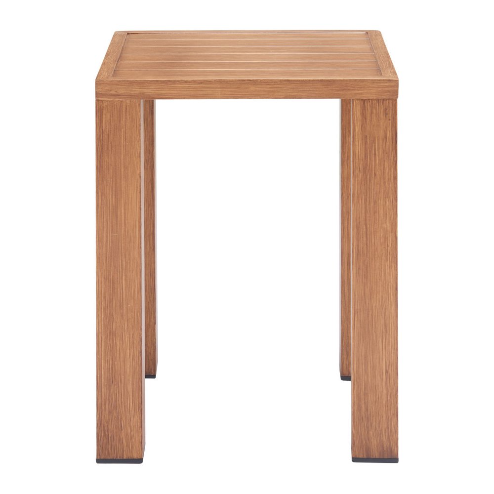 16" Brown Faux Wood Look Aluminum Outdoor Side Table