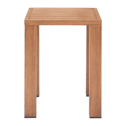 16" Brown Faux Wood Look Aluminum Outdoor Side Table HomeRoots
