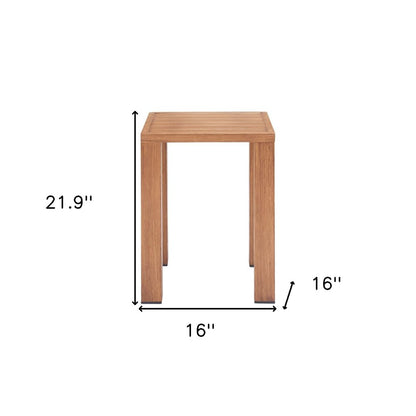 16" Brown Faux Wood Look Aluminum Outdoor Side Table