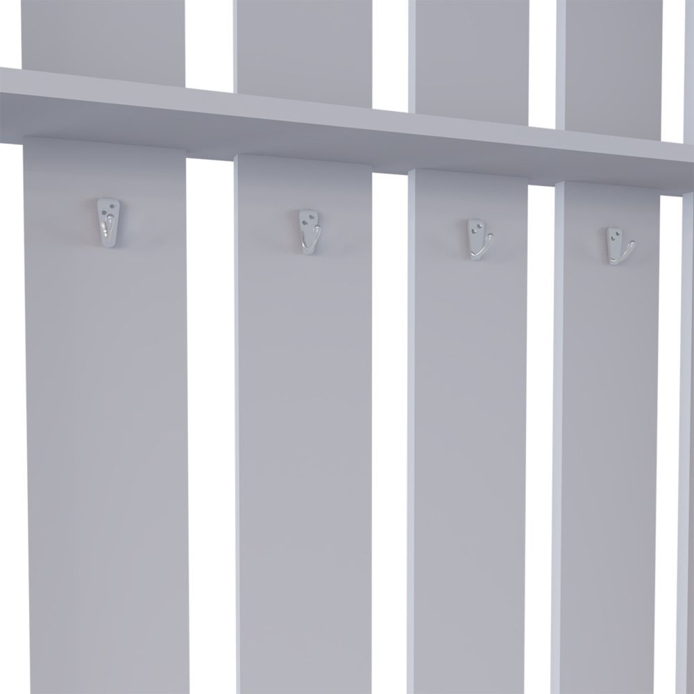 68" Gray Wood Four Hook Coat And Shoe Rack HomeRoots