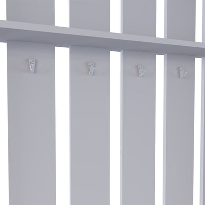 68" Gray Wood Four Hook Coat And Shoe Rack HomeRoots