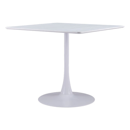 36" White Wood and Steel Pedestal Base Square Dining Table HomeRoots