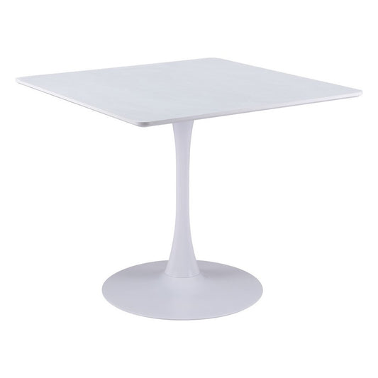 36" White Wood and Steel Pedestal Base Square Dining Table HomeRoots