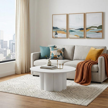 34" White Rounded Aluminum Outdoor Coffee Table HomeRoots
