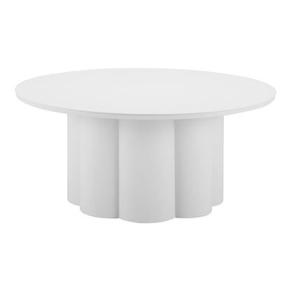 34" White Rounded Aluminum Outdoor Coffee Table HomeRoots