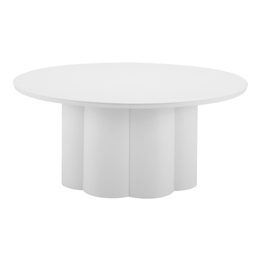 34" White Rounded Aluminum Outdoor Coffee Table HomeRoots